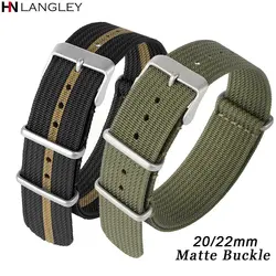 Nylon Strap 18mm 20mm 22mm for Military for Seiko Braid Ribbed Sport Bracelet for Samsung Galaxy Watch 3/4/5 Belt Matte Buckles