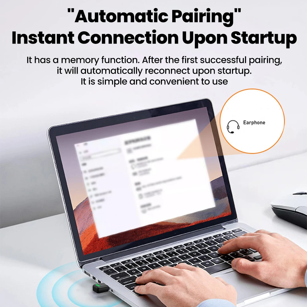 USB Bluetooth6.0 Adapter Dongle Driver Free Adapter Wireless Bluetooth Receiver Transmitter For Windows 11/10/8.1/7 System