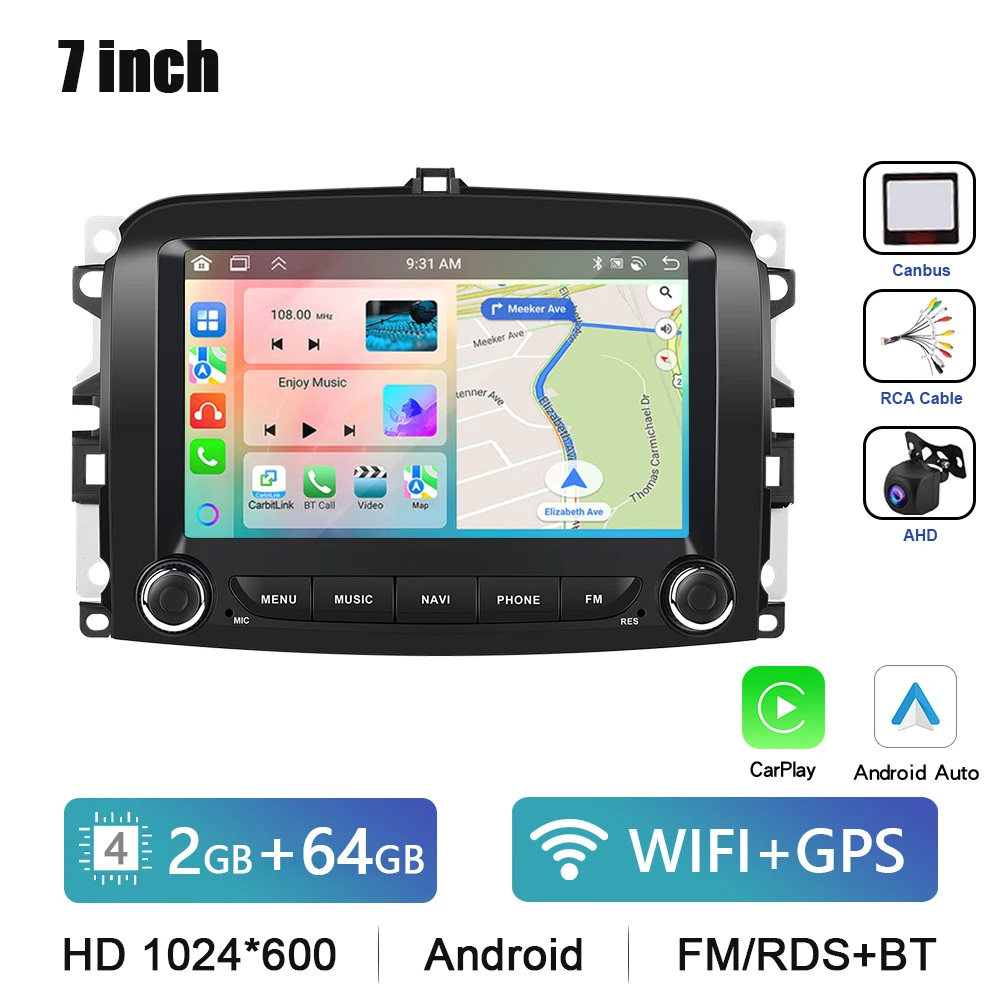 CarPlay Android Radio Voor Fiat 500L 2013-2019 omdat Multimedia Speler 2din GPS Stereo Navigatie Intelligent Systeem Autoradio RDS