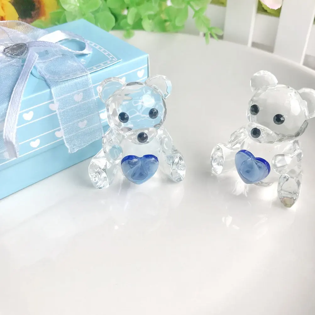 1Pcs Blue Crystal Bear Sculpture Elegant Bear Figure Indoor Outdoor Decor Creative Home Office Table Centerpiece Birthday Gift
