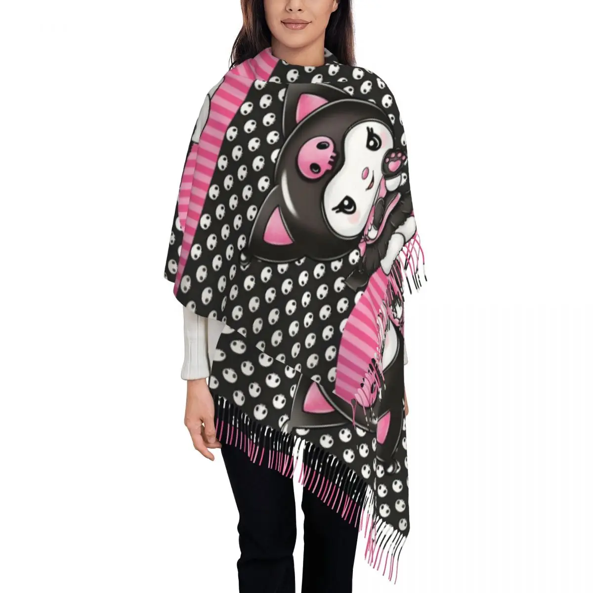 

Custom Tassel Scarf Women Soft Anime Cute Shawls Wraps Female Winter Scarves
