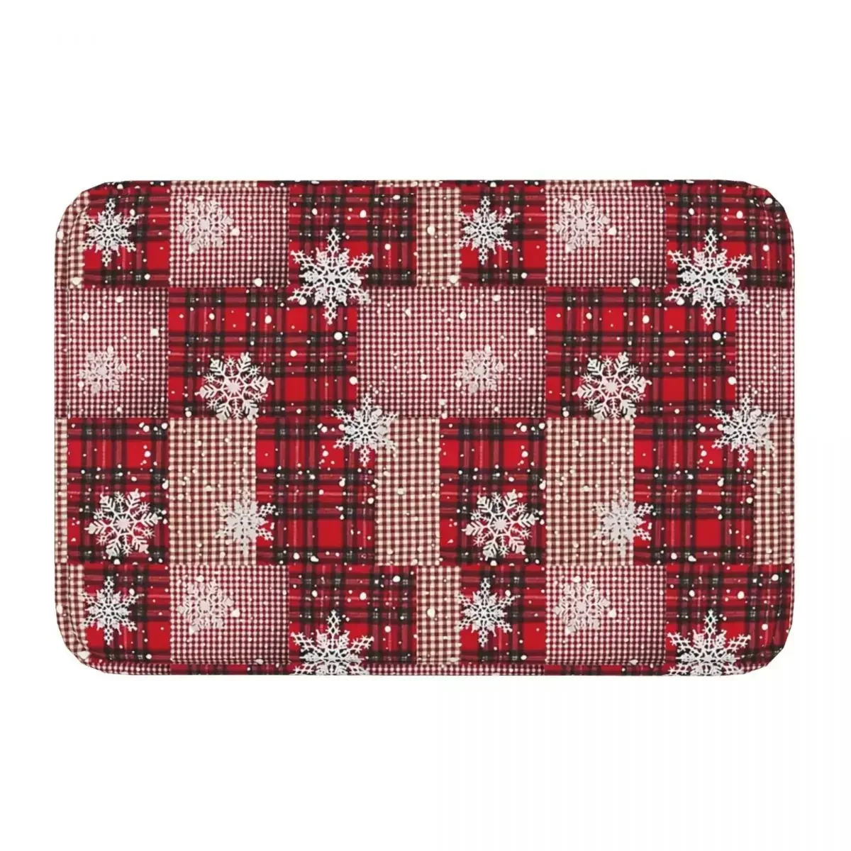 Non-slip Doormat Christmas Checkered Pattern. Carpet Bath Bedroom Mat Welcome Indoor Pattern