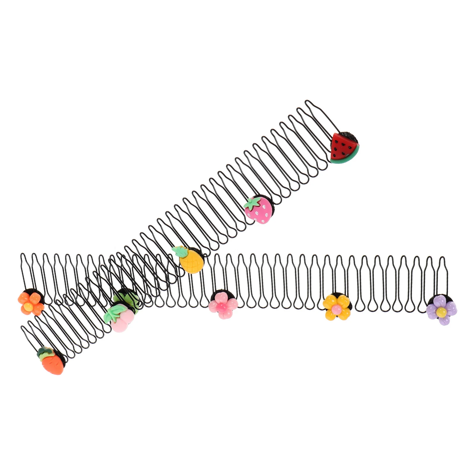 

2 pcs Invisible Comb Cute Flower Fruit Design Kids Hair Fixer Clips For Stray Hairs Styling Tool Back Head Barrettes Small Combs