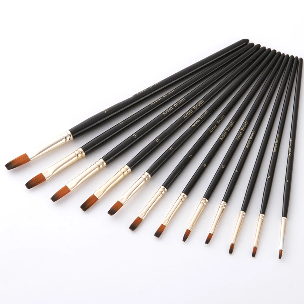 

12pcs Double Color Brushes High Quality Nylon Bristles Fine Detail Large Area Painting Drawing Set Safe Face Watercolor Oil