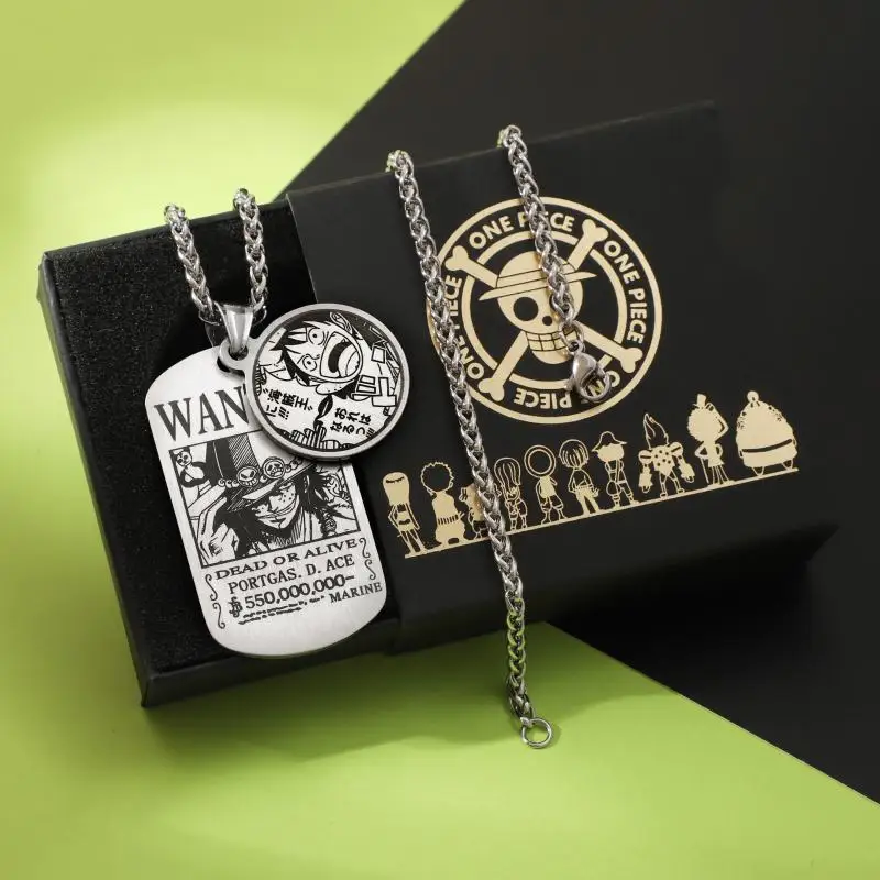 One Piece cartoon anime peripheral accessories necklace pendant Luffy Zoro bounty wanted poster birthday gift creative present
