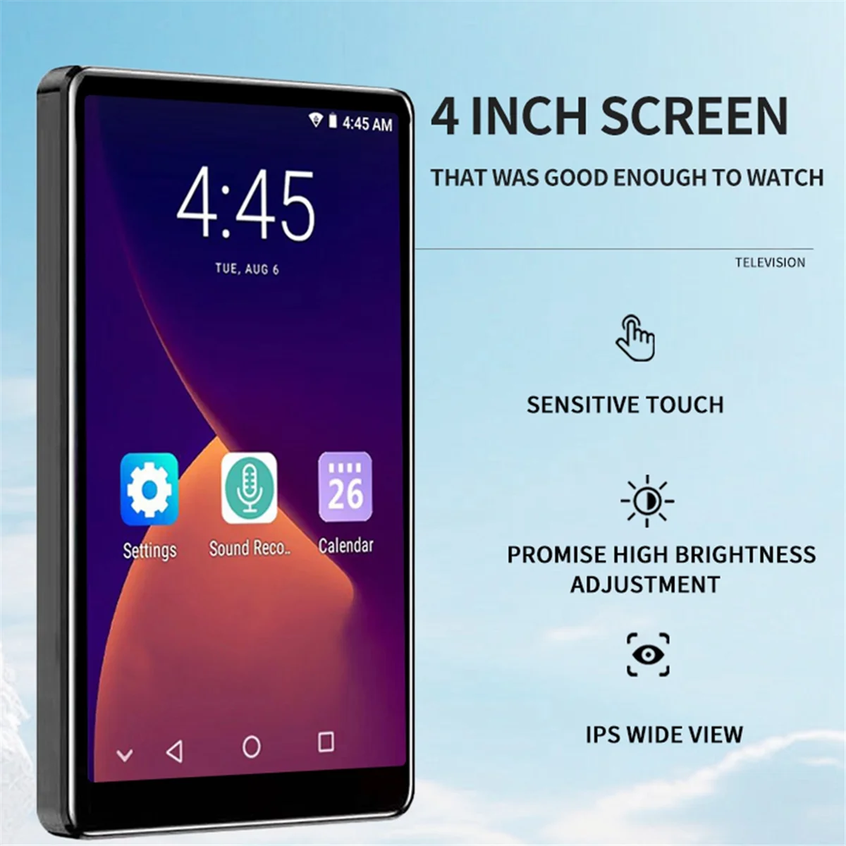 

New 3C-WirelessBluetooth MP4 Player WiFi Internet Access Novel Reading FullScreen MP5 MP3 Player Pocket Electronic Book Reade,A