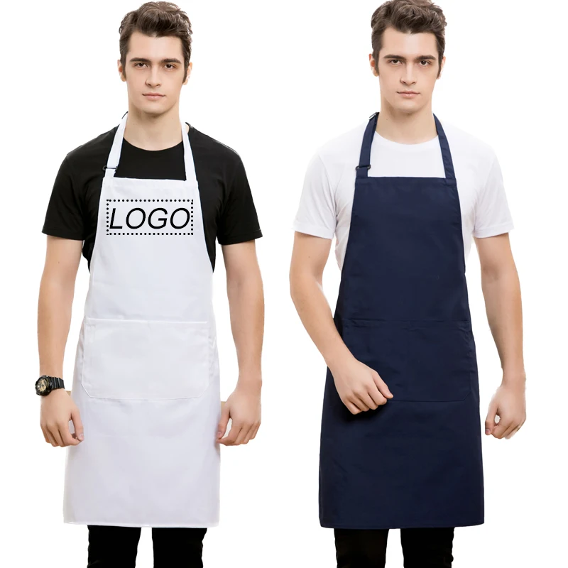 Custom Adjustable Chef Apron Kitchen White Grembiule For Cooking,Restaurant Coffee Sweet shop Reusable Style Apron