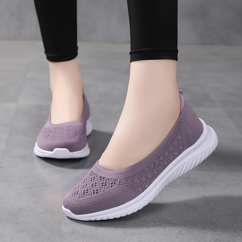 Dames Loopschoenen Mesh Zomer Instapper Lichte Wandelschoenen Fitness Sport Flats Comfortabel Zwart Maat 35-42 Loafers