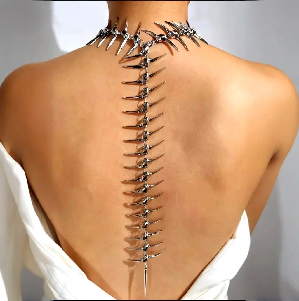Edgy Niche Hip-Hop Thorn Skeleton Alloy Women's Necklace Perfect for Holiday Parties Everyday Wear Street Style Outfits NEW
