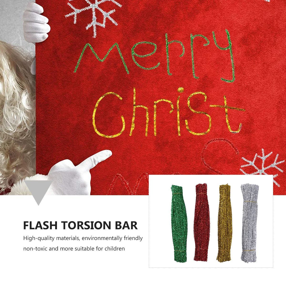 

400Pcs Twisted Stick Glitter Tops Bendable Bar for Christmas Ornament Accessory Twisted Stick DIY Glitter Tops