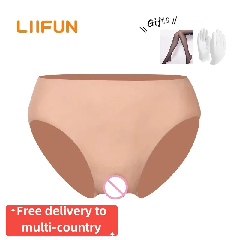 Liifun Silicone Fake Vagina Underwear Panties Realistic Pussy Brief for Crossdresser Transgender Drag Queen Shemale Transvestite