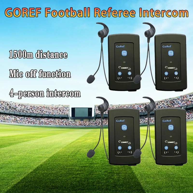 GOREF Football Referee Intercom Headset 1200M Full Duplex Bluetooth 5.1 Soccer Interphone Wireless Communicator Same As FBIM