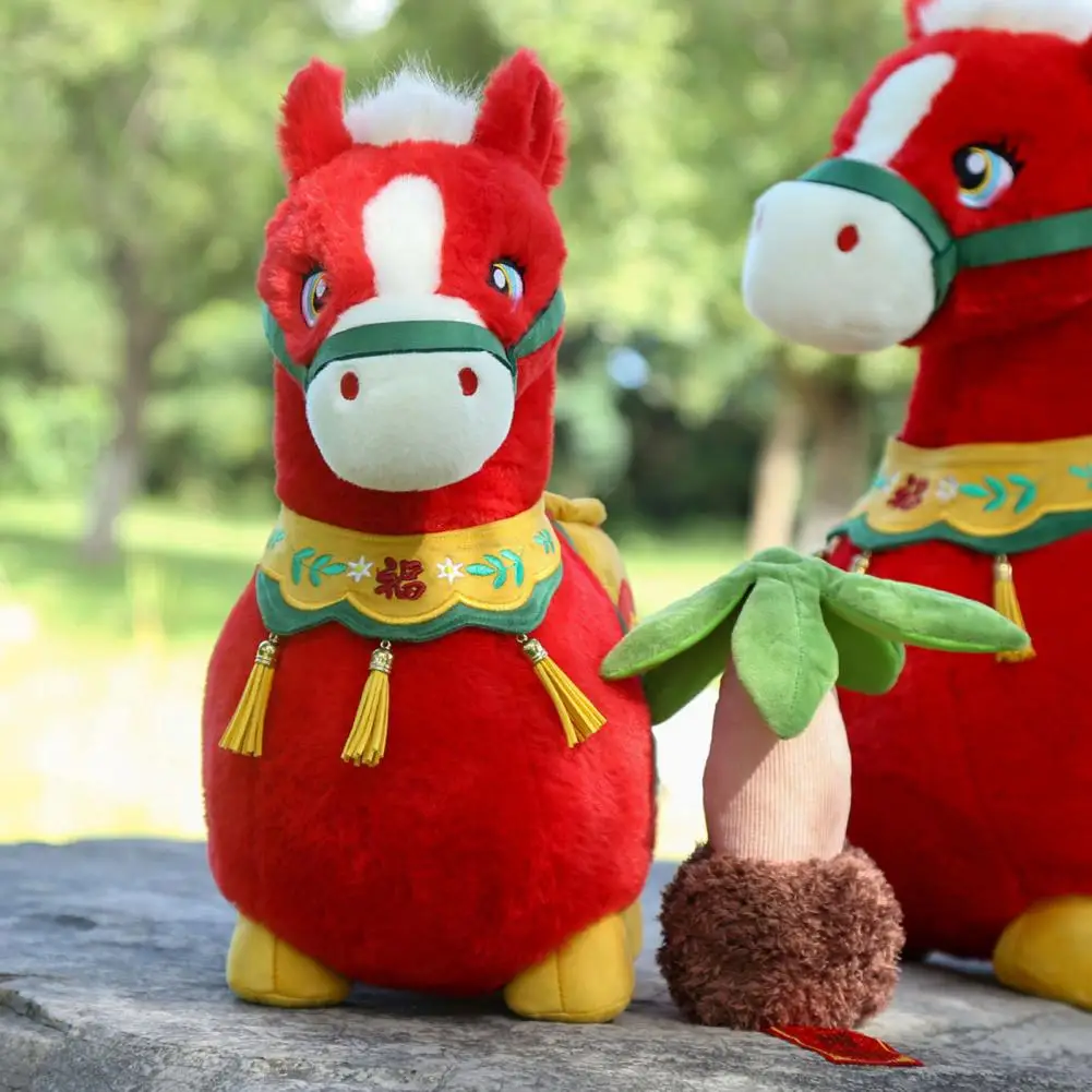 Exquisite Craftsmanship Horse Toy 2026 Chinese New Year Zodiac Horse Plush Toy Auspicious Fortune Doll Small Mascot Decor Travel