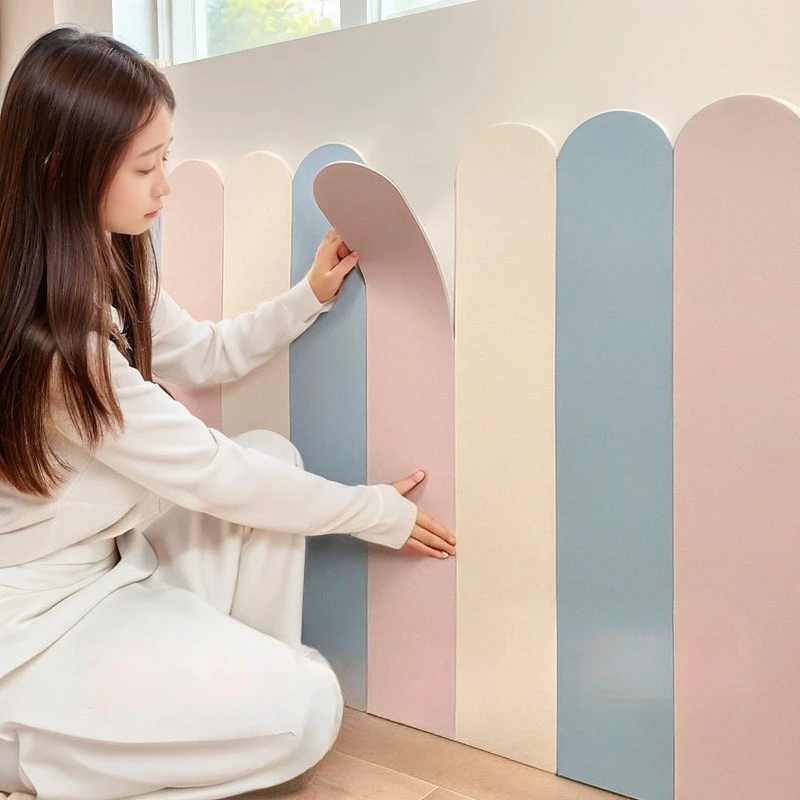 Self‑Adhesive Anti‑Collision Soft Wall Sticker Moisture Proof Wall Panel Kids Bedroom Nursery Daycare Wall Protector Decoration