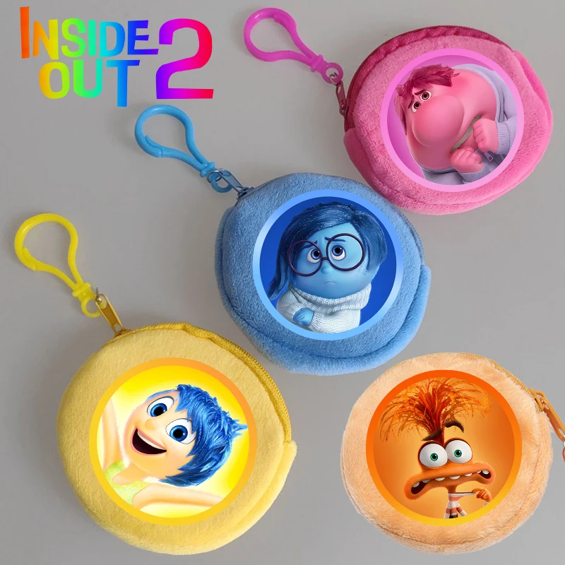 Inside Out 2 Kawaii Plush Wallet Anxiety Anger Sadness Coin Purse Disney Cartoon Movie Mini Stuffed Pouch Funny Birthday Gifts