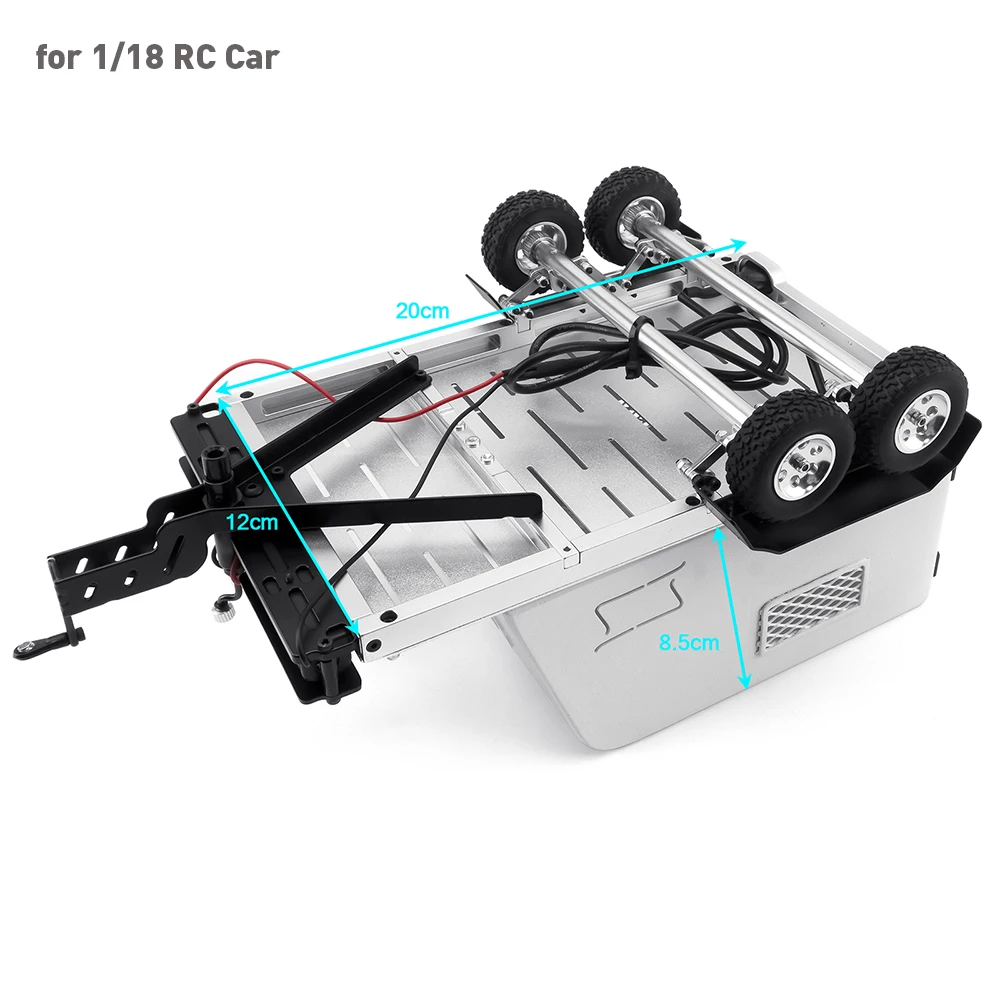 Mibidao simulação de metal rc engate montagem caixa funil reboque para 1/18 1/10 rc carro atualização peças acessórios