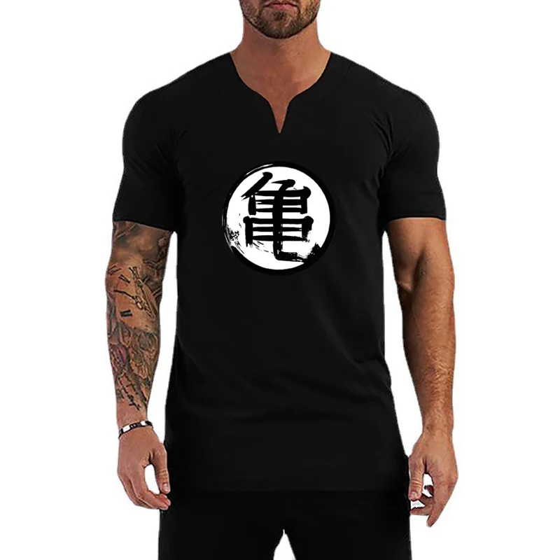 Summer New Arrivals Small V-neck Short Sleeve Shirts Mens Slim Fit Fashion T-shirts Sports Casual Gym Clothing Fitness Tshirts