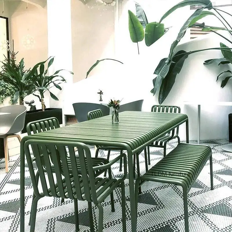 أطقم حديقة الجزء الخارجي صالة الإقامة المنزلية الحديثة المواد فناء مجموعة مصمم أكشاك المعادن Meble Ogrodowe أثاث الحدائق في الهواء الطلق #1