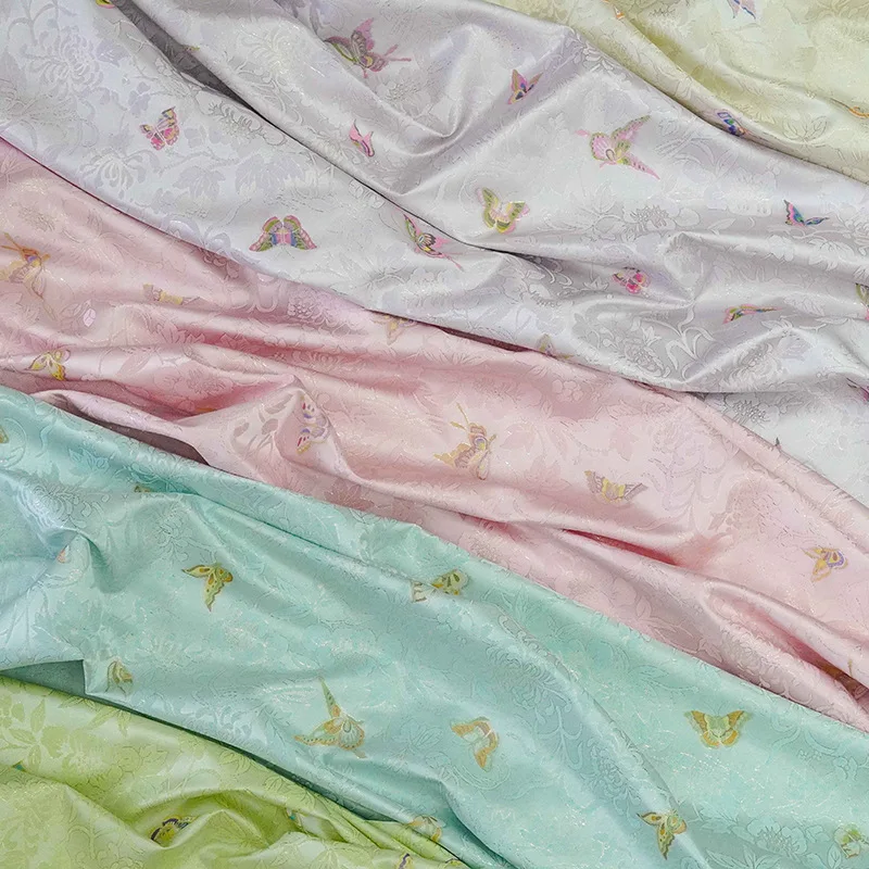 

1Meter Jacquard Cloth Woven Satin Butterfly Golden Thread Jacquard Dress Skirt Bag Sewing Fabric Qipao Horse Face Skirt Fabric