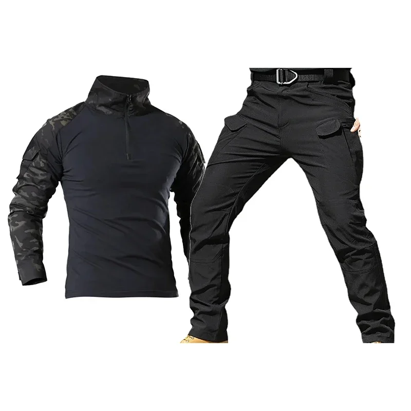الزي التكتيكي IL الصيد موحدة قميص التكتيكية مجموعة التمويه الادسنس الملابس المشي لمسافات طويلة البدلة التكتيكية متعددة حدبة الأسود #2