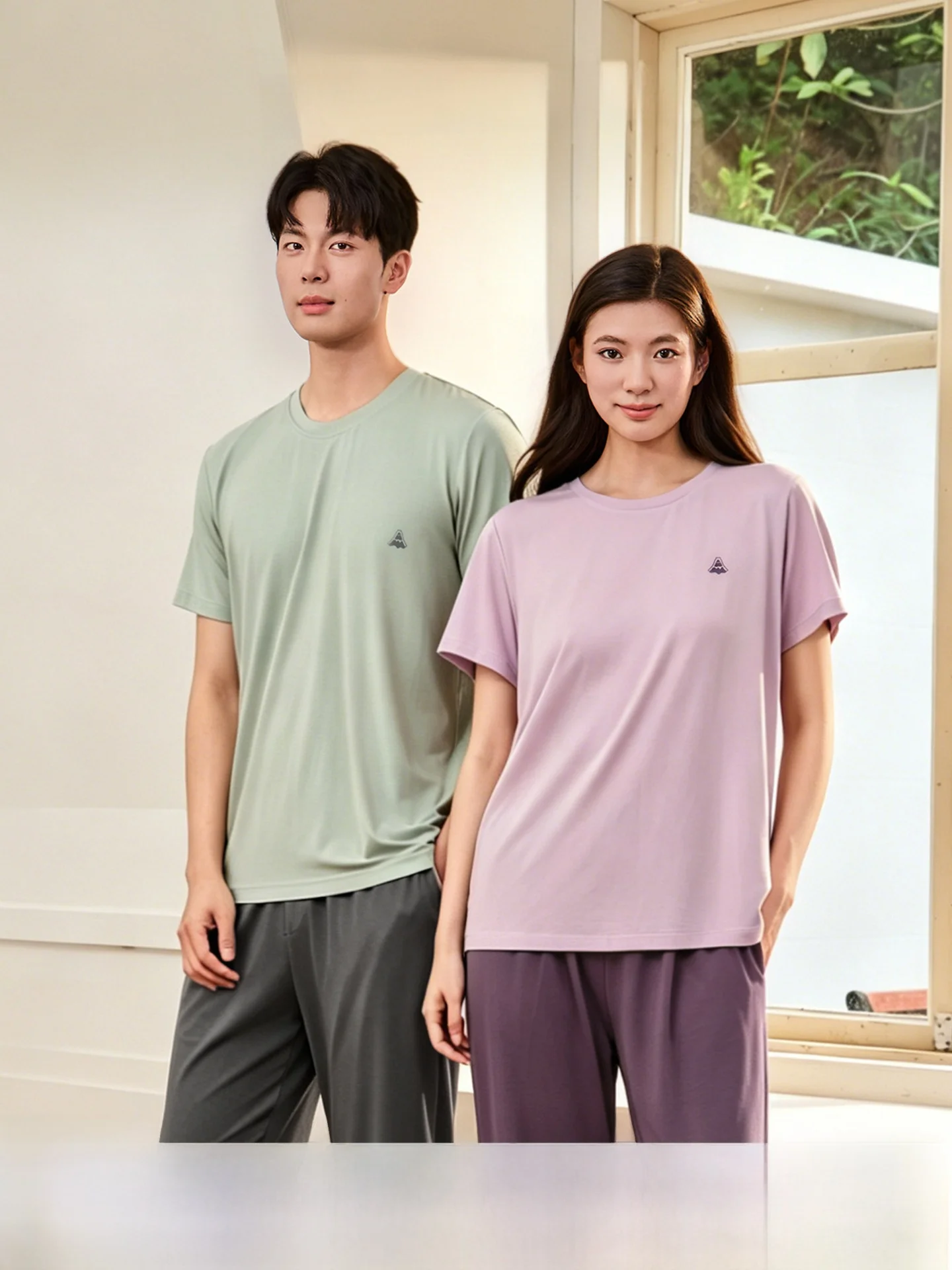 couple's-lightweight-modal-cotton-pajamas-short-sleeve-long-pants-casual-home-wear-comfortable-breathable-summer-sleepwear