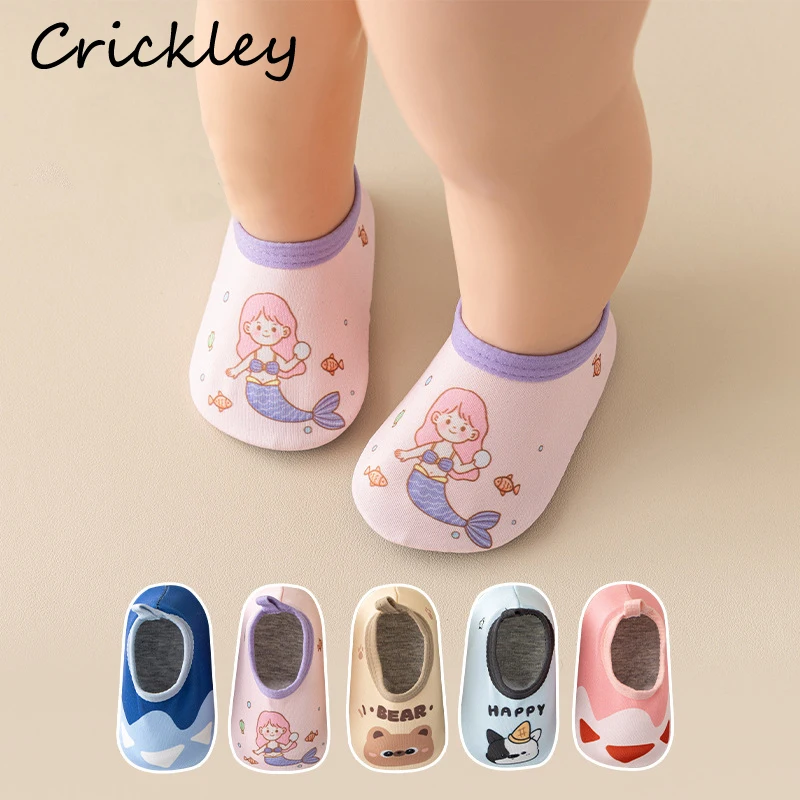 

Cartoon Mermaid Puppy Baby Girls Boys Floor Socks Anti Slip Kids Indoor Slippers Children Soft First Walk Children Home Slippers