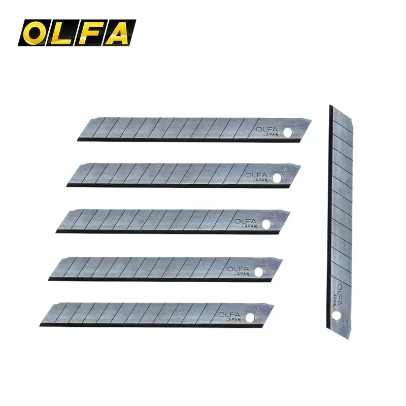 10 pieces of Japanese original OLFA blades ASBB-10 multi-purpose small stainless steel blade 0.38mm utility blade 9MM wide high-quality black blade sharp and durable stationery knife replacement blade