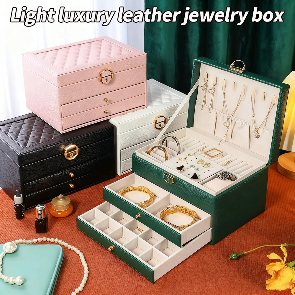 Light Luxury Double Layer Jewelry Storage Box Affordable Organizer for Earrings Rings Necklaces Watches