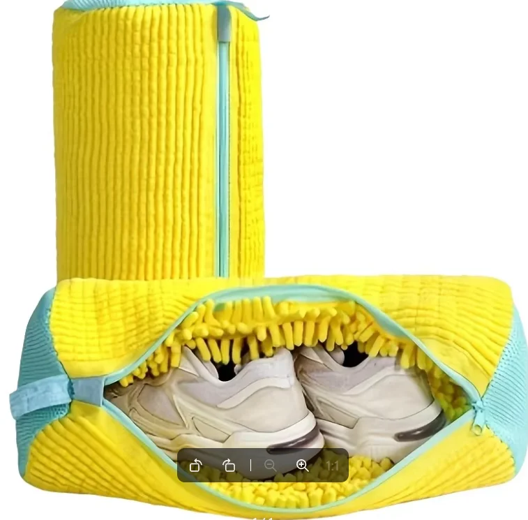 Handy Shoe-Cleaning Bag Cylindrical Polyester-Cotton Laundry Bag Shoe Protector Anti-Deformation for Easy Shoe Care
