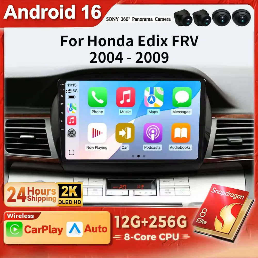 Android 16 Car Radio For Honda FRV FR-V EDIX 2004 2005 2006 2007 2008 2009 Multimedia Player Carplay Car Navigation DSP Voice BT