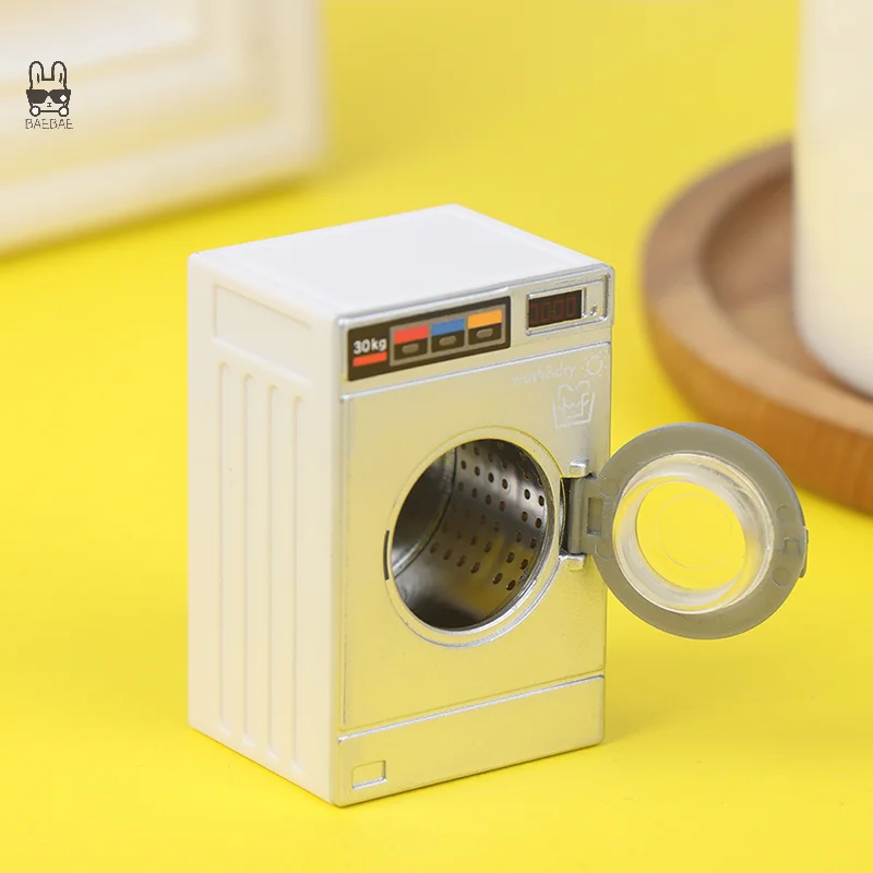 1:12 Poppenhuis Miniatuur Wasmachine Trommelwasmachine Huishoudapparaat Wasserij Model Poppenhuis Meubelen Decor Speelgoed