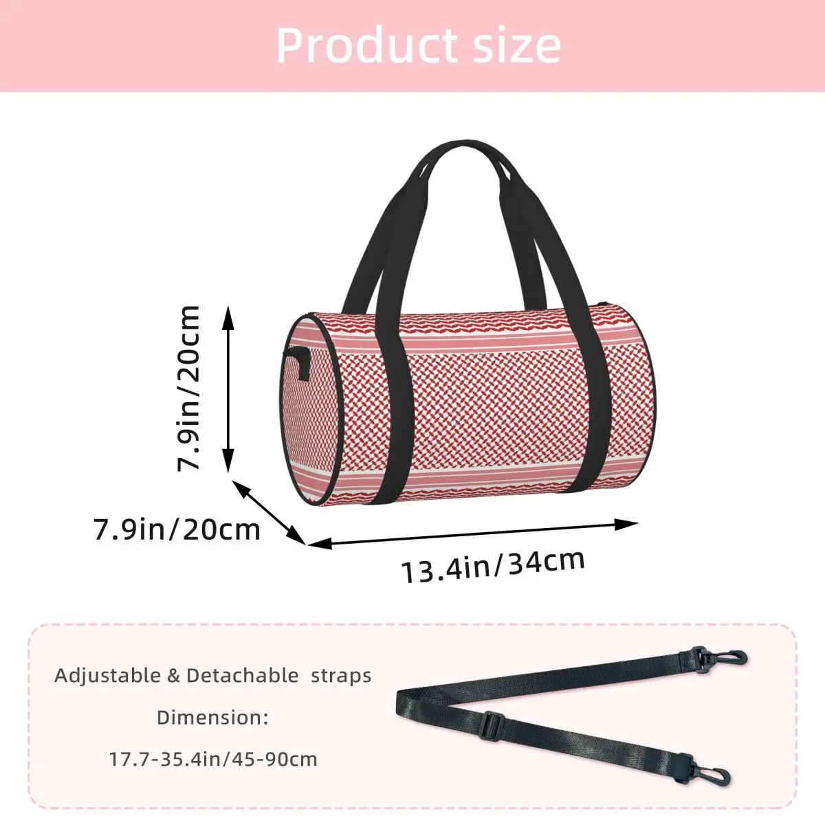 Jordanian Shemagh Design Luggage Bag Large Capacity Duffle Tote Bag Handbags Gym Bags Fitness Bag for Boys Girls