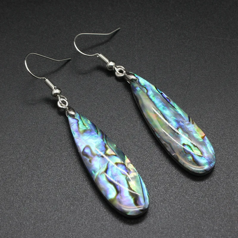 Abalone Shell Earrings For Women Natural Mother of Pearl Shell Multicolor Water Drop Dangle Hook Earring Eardrop Earbob Jewelry