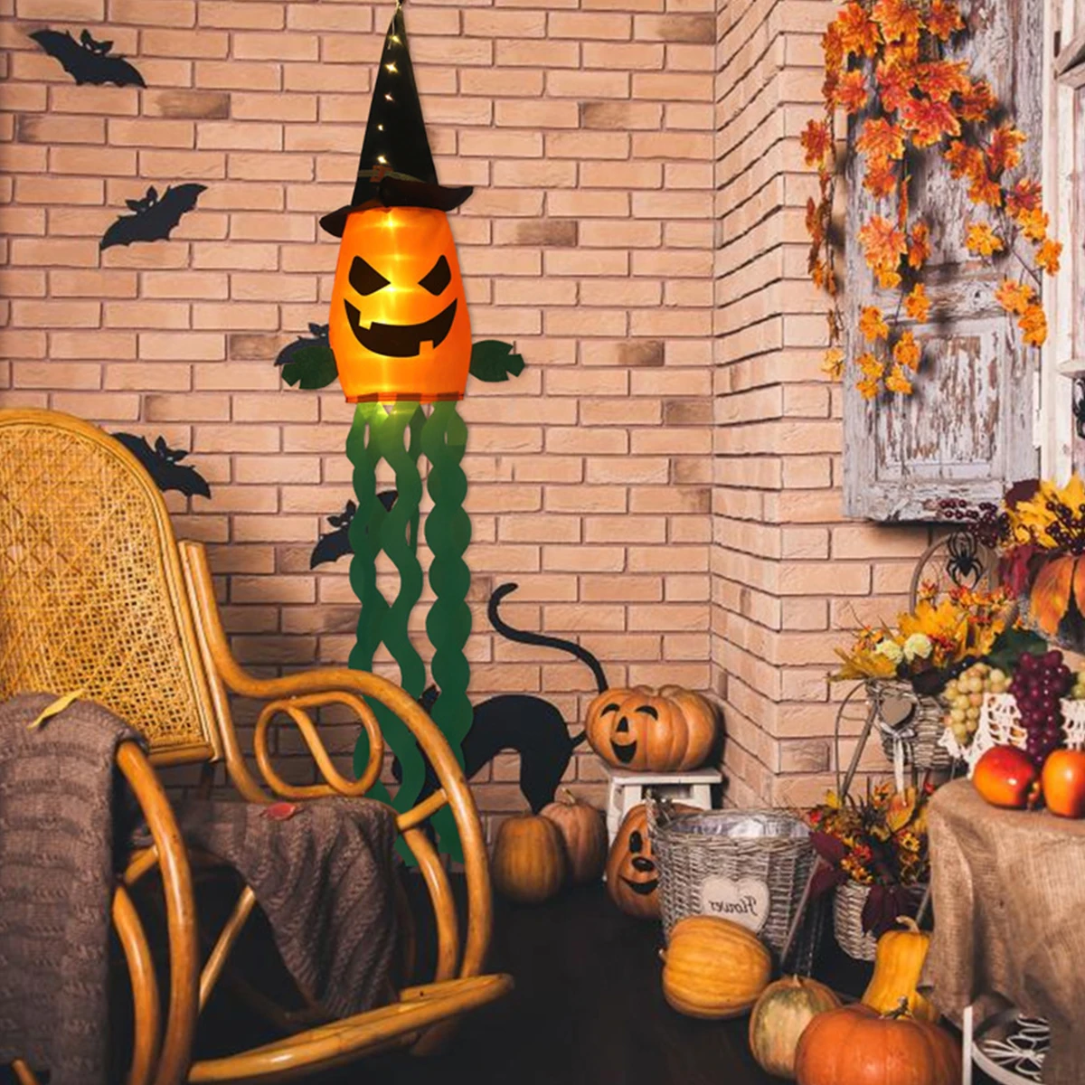 

1Pcs Light Halloween Party Yard Decorations Spooky Wizard Hat Bat Pumpkin Skeleton String Lights for Ghost Festival