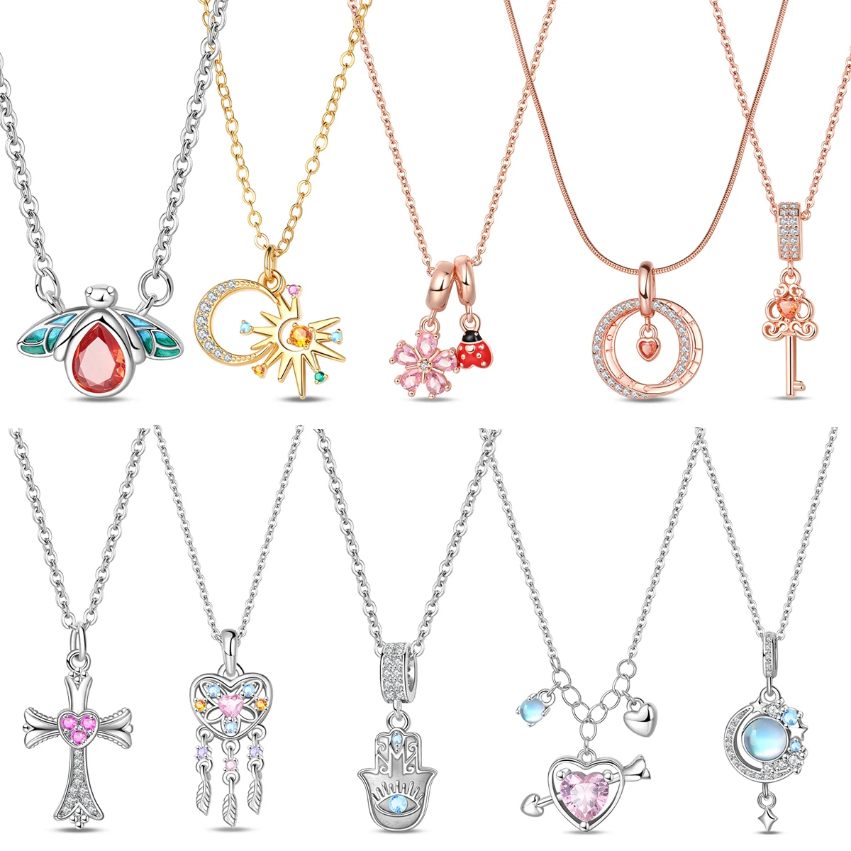 

Новое оригинальное ожерелье из стерлингового серебра 925 пробы, Ловец снов, светлячок, крест, подвеска в виде пальмы, сердца, модное ожерелье, очаровательное классическое ожерелье, подарок «сделай сам»