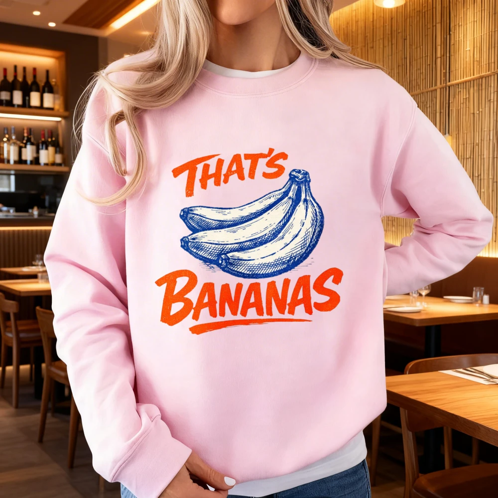 

Свитшот унисекс с принтом «THAT'S BANANAS», повседневная одежда с круглым вырезом, забавная одежда с принтом еды и фруктов, винтажный стиль, эстетичные топы для мужчин и женщин