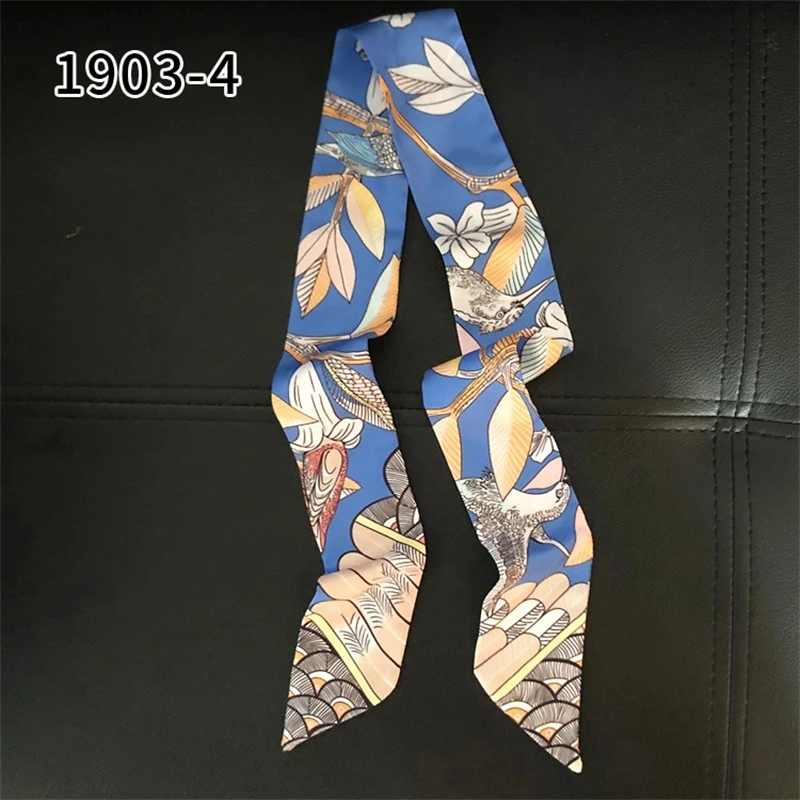 Boutique 2023 Luxury Silk Scarf Slim Hair Accessories Fashion Bag Handle Ribbon Women\'s Horse Print Headband Women\'s Autumn New