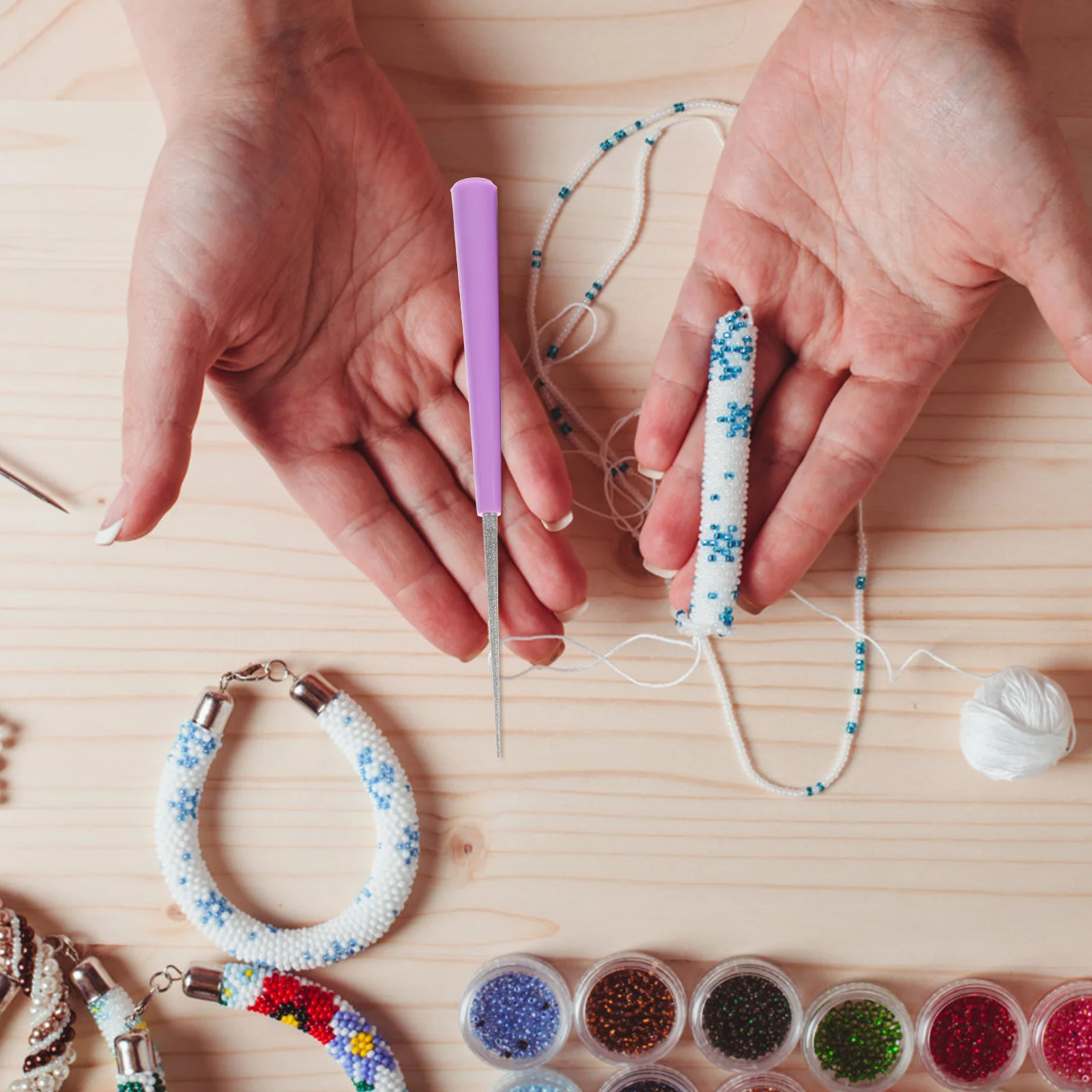 

4pcs Bead Hole Reamer Set Anti-Skid Handle Needle Buffer For Craft Beads Drilling Expanding Polishing Diy Jewelry Tool