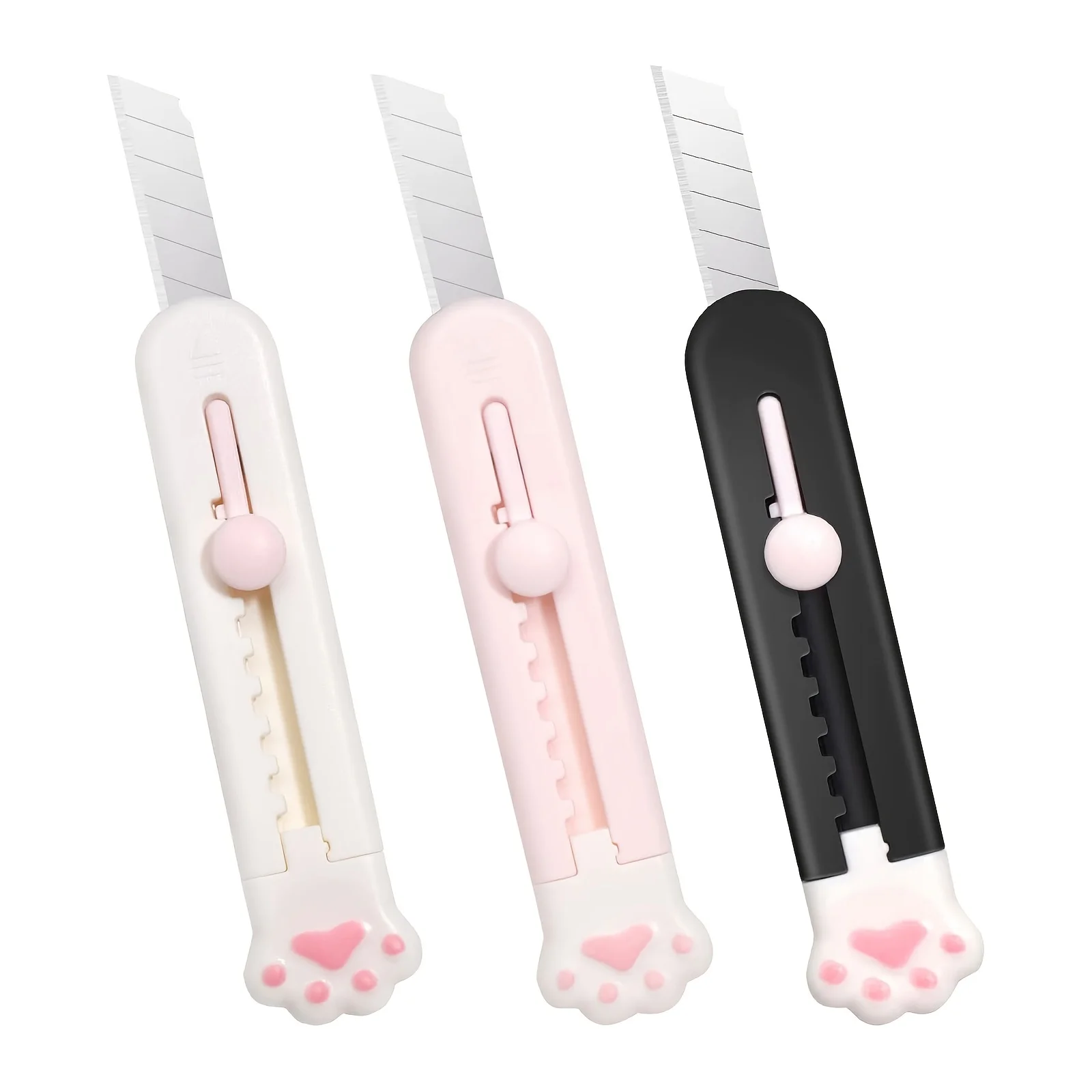 Cute Cat Paw Sharp Box Cutters, Utility Knife, 3Pcs