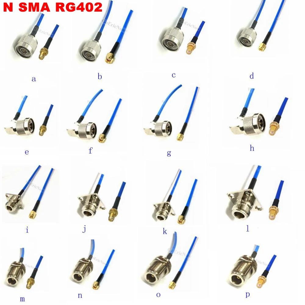 1 pcs RF Coaxial 50ohm Right Angle/Straight N Male/Female to RP-SMA/SMA Male/Female  RG402 Cable Connector (15cm)