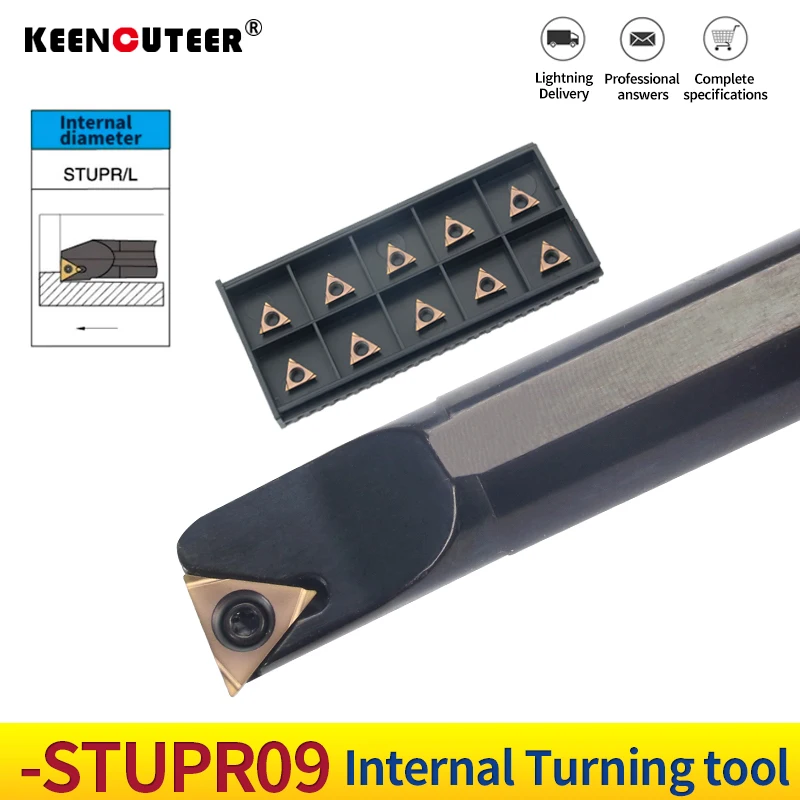 1pc S08K-STUPR09 S10K-STUPR09 S12M-STUPR09 Internal Turning Tool Holder TPGH Carbide Inserts Lathe Bar CNC Cutting Tools Set