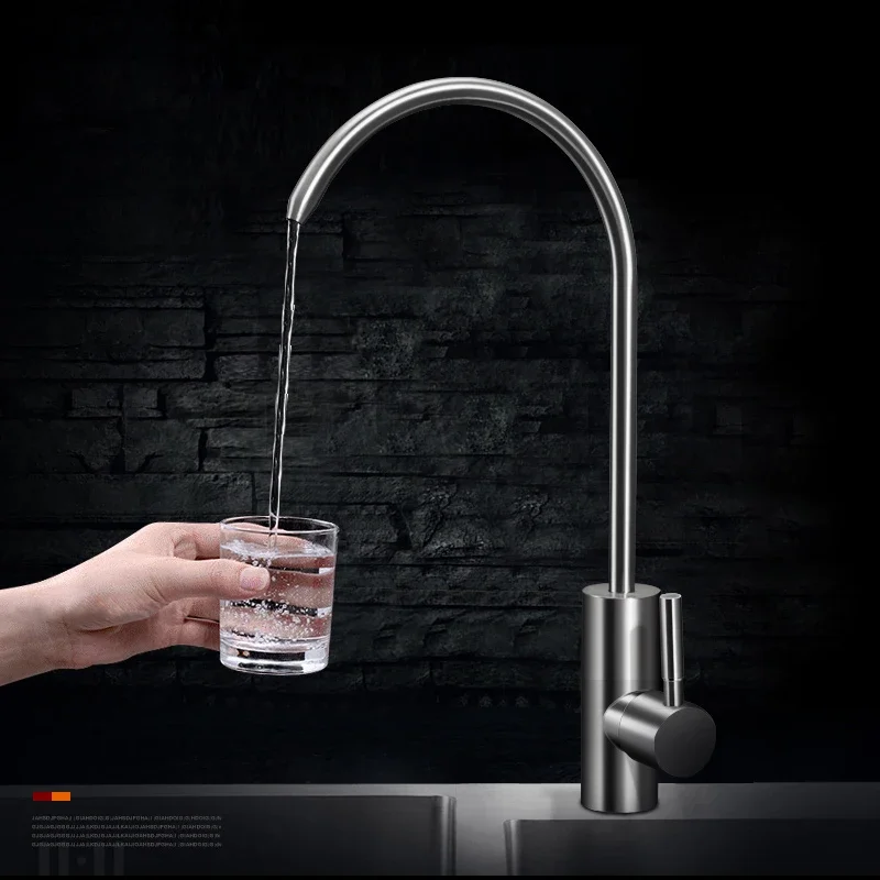Drinking Faucet Kitchen Filter Faucets 304 Stainless Steel Brushed Single Cold Water Purifier Kitchen Tap