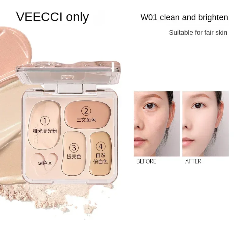 Veecci Vier Kleuren Concealer Palet Verbergen Donkere Oogcirkels En Puistjes Langdurige Hydraterende Concealer Crème