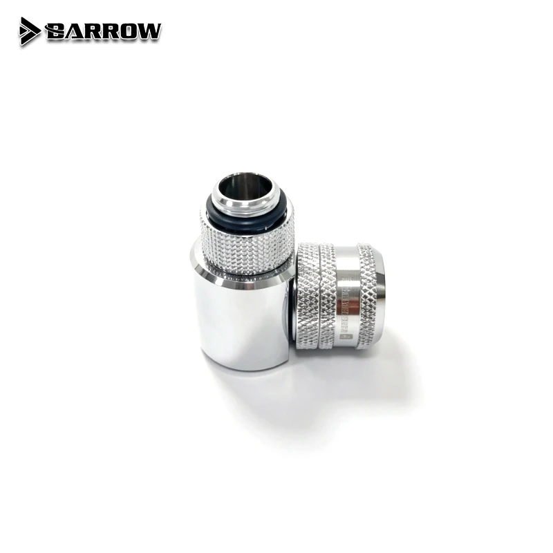Barrowch 90° Rotary fittings Adapter 'G1/4' thread black/silver  water cooling Adaptors Metal Male to Famale FBWT90-MR