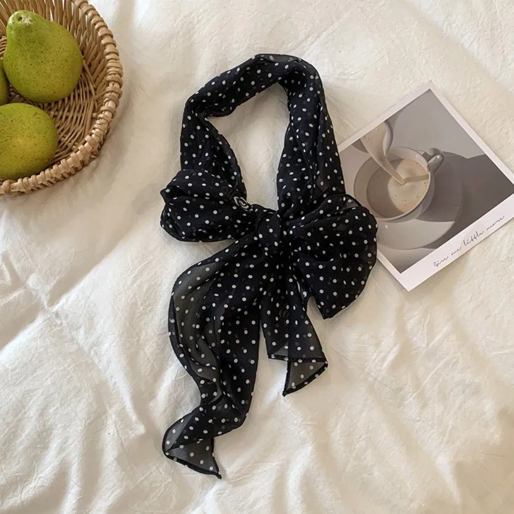 

Fashion Headband Polka Dot Scarf Chiffon Polka Dots Thin Head Scarf Multifunction Elegant Ribbon Women