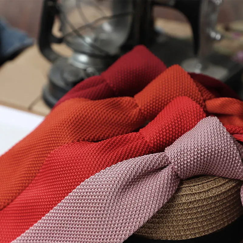 6CM 핑크 레드 니트 넥타이 남성 슬림 패션 넥타이 니트 타이 남녀 웨딩 데일리 캐주얼 넥타이 니트 크라바타
