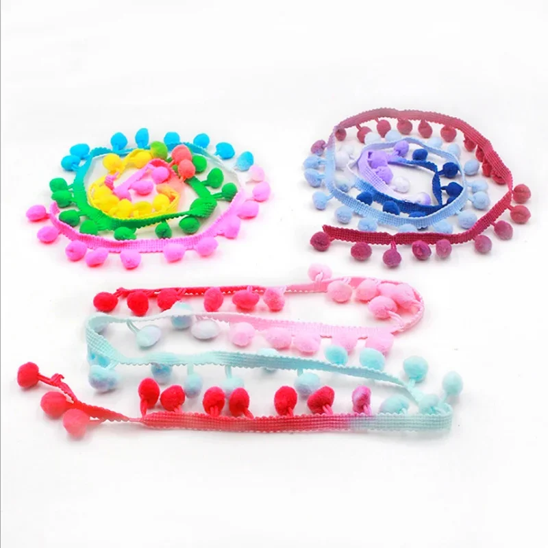 20 Yards Diy Accessories Colored Ball Fringe Ribbon Lace Trimming Pom Pom Lace Dip Dye Ombre 2.0CM