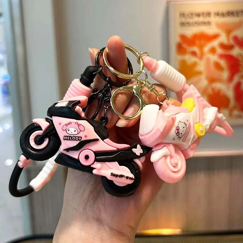 Personalizzato creativo cartone animato Sanrio kuromi carino uomini e donne moto scuola borsa auto portachiavi piccolo ciondolo regalo di festa