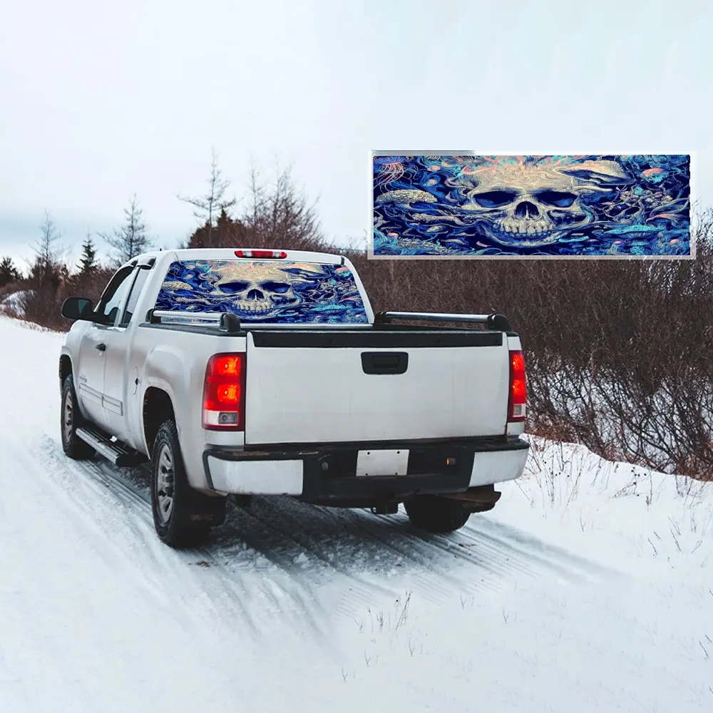 الخيال الجمجمة والفطر مادة PVC ذاتية اللصق للماء نافذة السيارة الخلفية ملصق، سهلة اللصق دون السقوط، وات #6