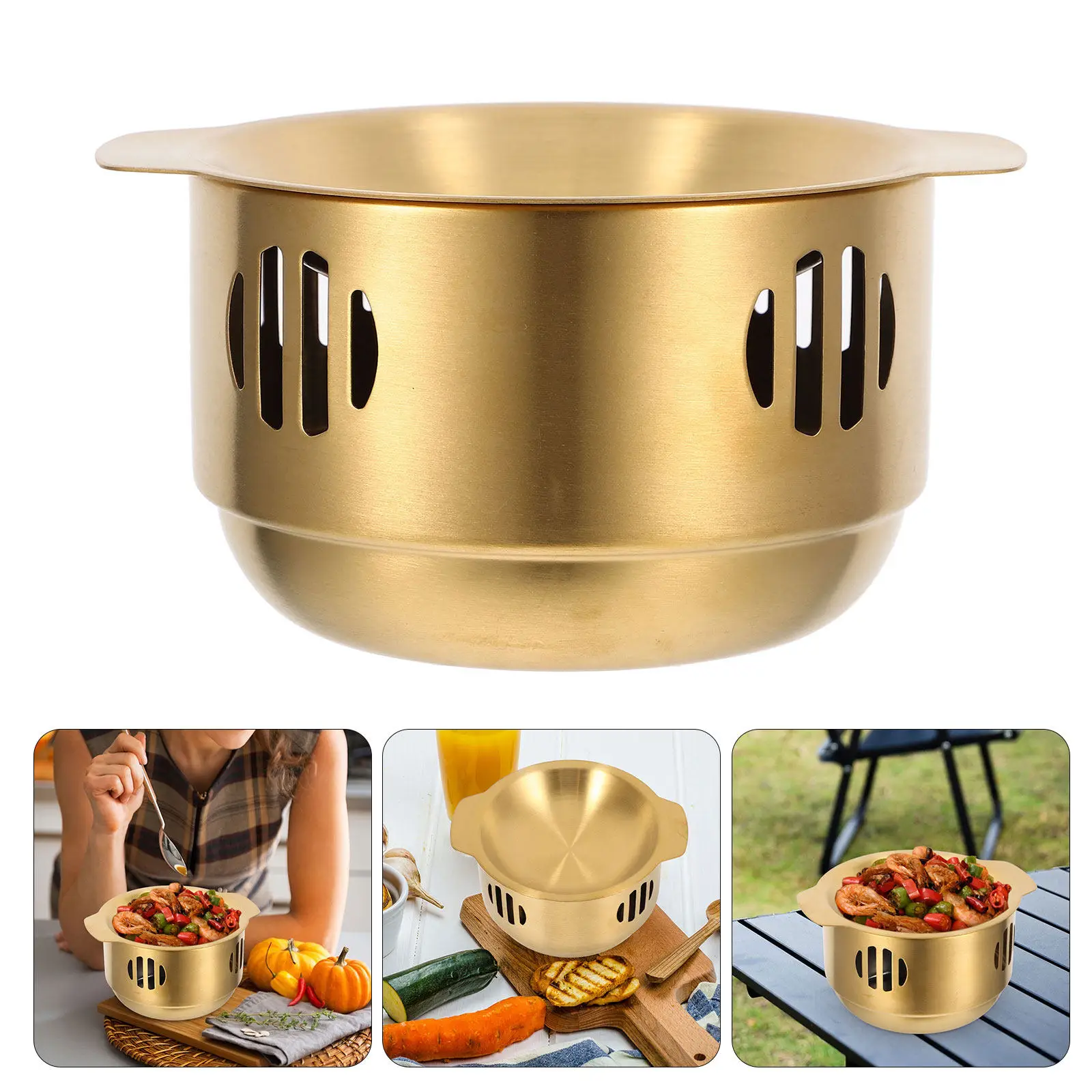 1Set Household Cooking Pot Stove Insulated Stainless Steel Cooking Pan Nonstick Smooth Surface Lightweight Kitchen Essential